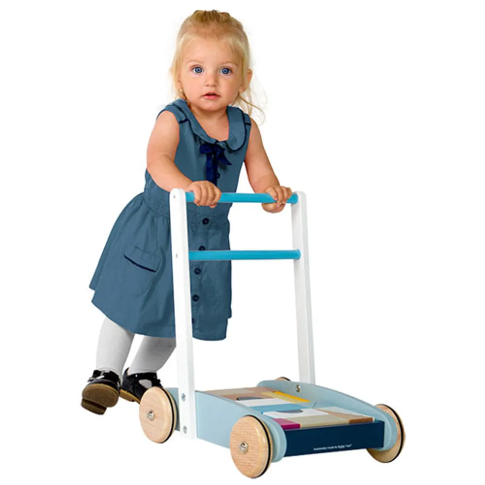 Bigjigs Wooden Baby Walker - Blue/White