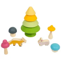 Bigjigs Silicone Stacking Tree with Wooden Forest Friends