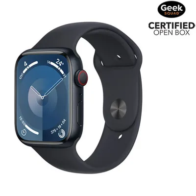 Open Box - Apple Watch Series 9 (GPS + Cellular) 45mm Midnight Aluminium Case w/Midnight Sport Band - Medium / Large