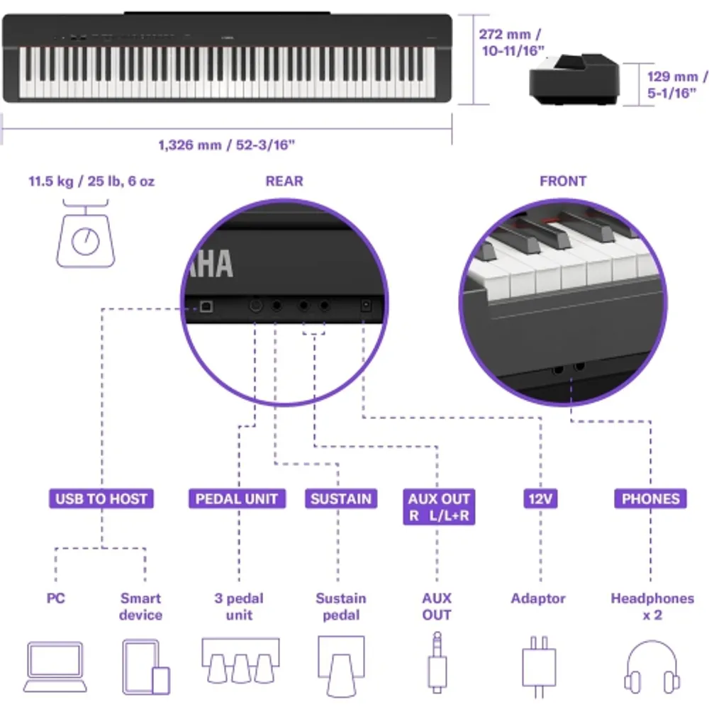 Yamaha P45 88 Key Weighted Action Digital Piano w Power Supply and