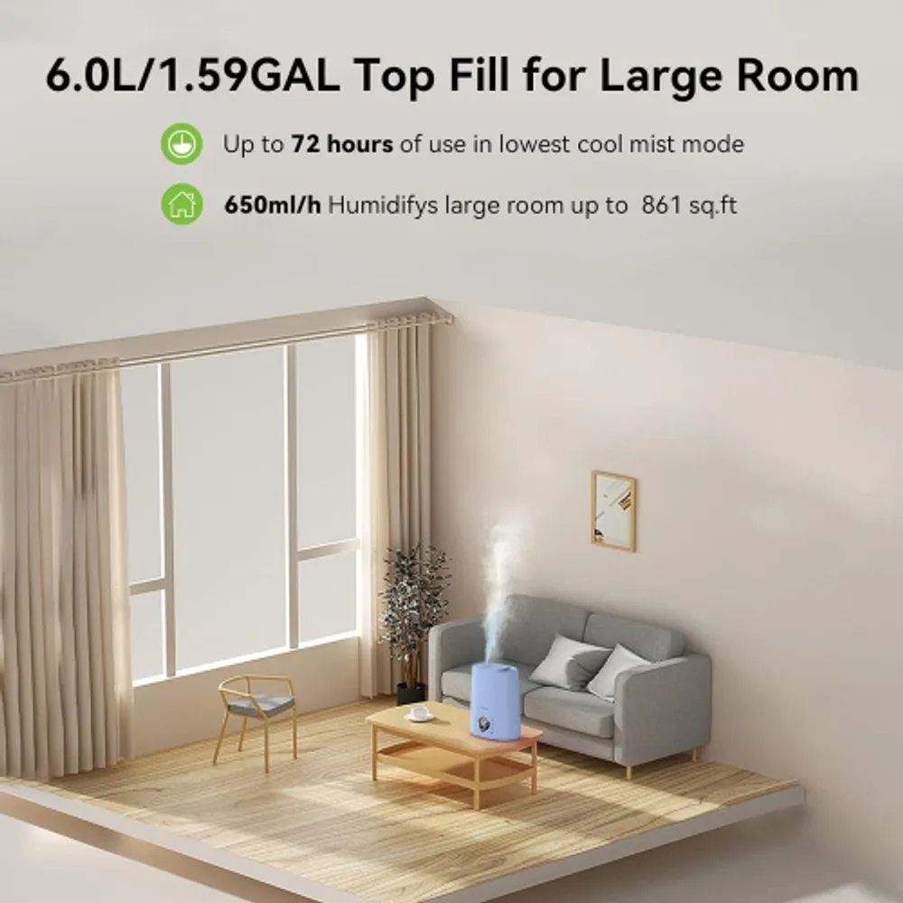 ENPULY 6L Top Fill Warm and Cool Mist Humidifiers for Bedroom