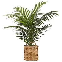 Monarch Artificial 24" Indoor Palm Plant in Woven Basket