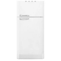 Smeg Retro 32" 19.2 Cu. Ft. Top Freezer Refrigerator with Ice Dispenser (FAB50URWH3) - White