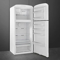 Réfrigérateur à congélateur supérieur 19,2 pi³ 32 po à distributeur de glaçons rétro de Smeg (FAB50URWH3) - Blanc