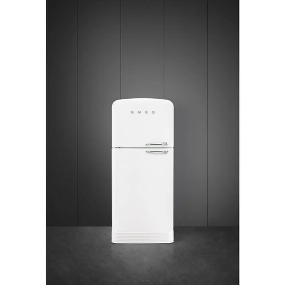 Smeg Retro 32" 19.2 Cu. Ft. Top Freezer Refrigerator with Ice Dispenser (FAB50ULWH3) - White