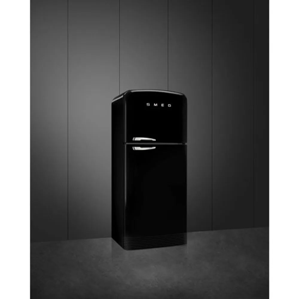 Smeg Retro 32" 19.2 Cu. Ft. Top Freezer Refrigerator with Ice Dispenser (FAB50URBL3) - Black