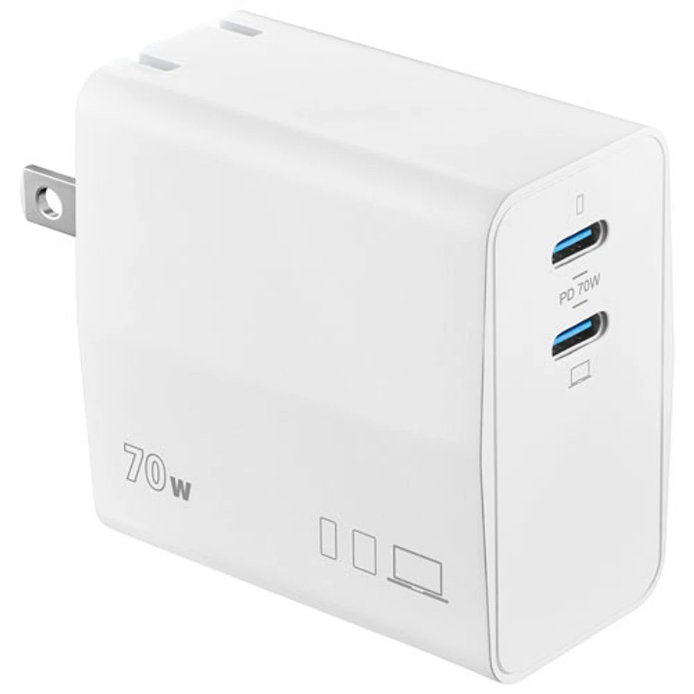 Insignia Dual Port 70W USB-C Wall Charger - White