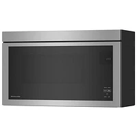 Open Box - Kitchenaid Over-The-Range Turntable-Free Flush-Mount Microwave- 1.1 Cu. Ft- SS - Scratch & Dent