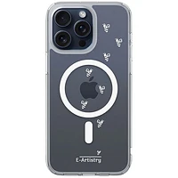 E-Artistry Signature Bee Spiral Fitted Hard Shell Case w/MagSafe for iPhone 15 Pro Max -Clear - White