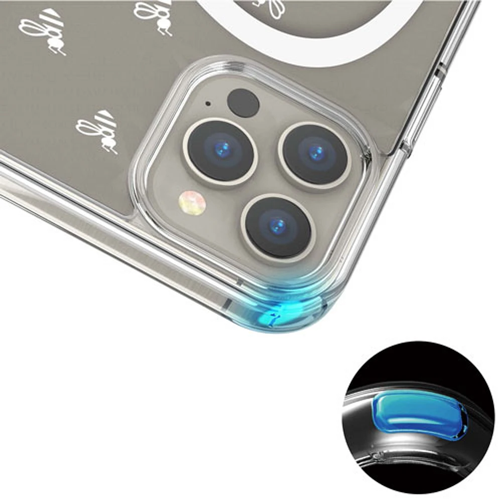 E-Artistry Signature Bee Spiral Fitted Hard Shell Case w/MagSafe for iPhone 15 Pro Max -Clear - White