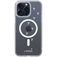 E-Artistry Signature Bee Spiral Fitted Hard Shell Case with MagSafe for iPhone 15 Pro - Clear - White