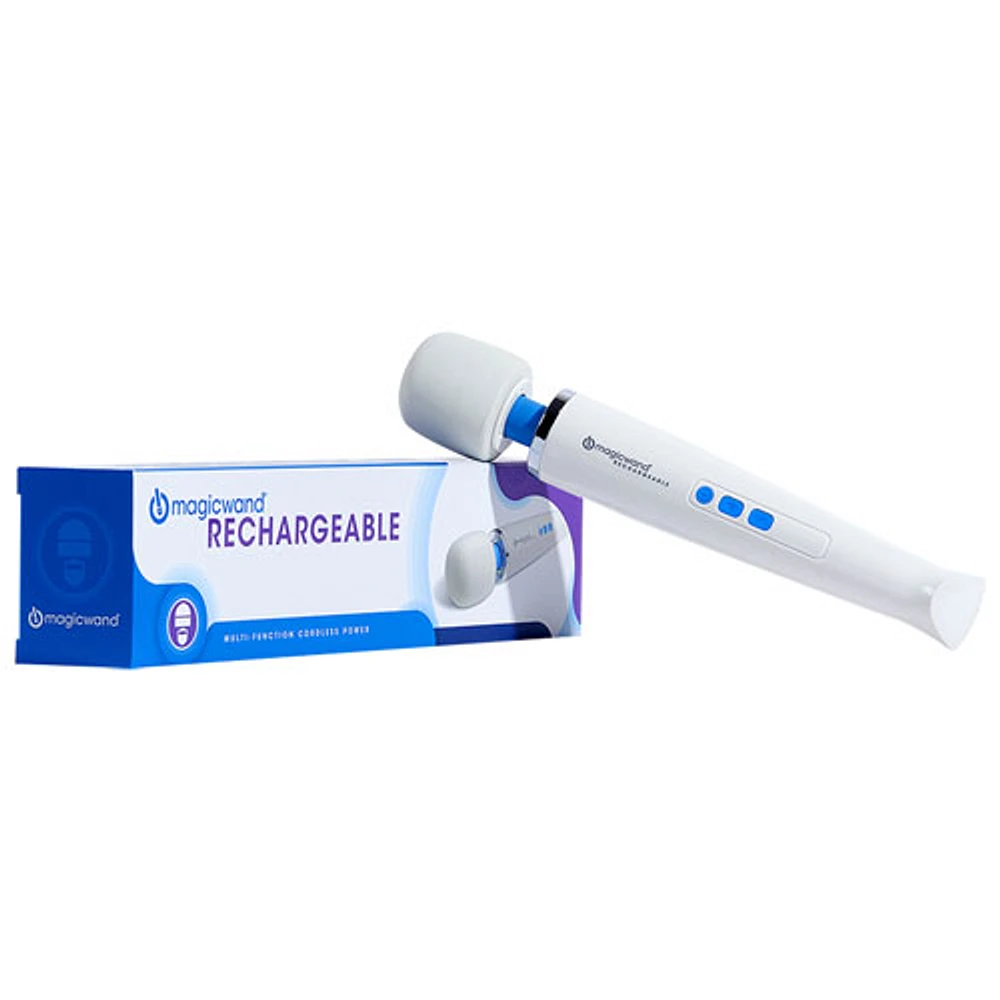 Vibromasseur rechargeable Magic Wand - Blanc/Bleu