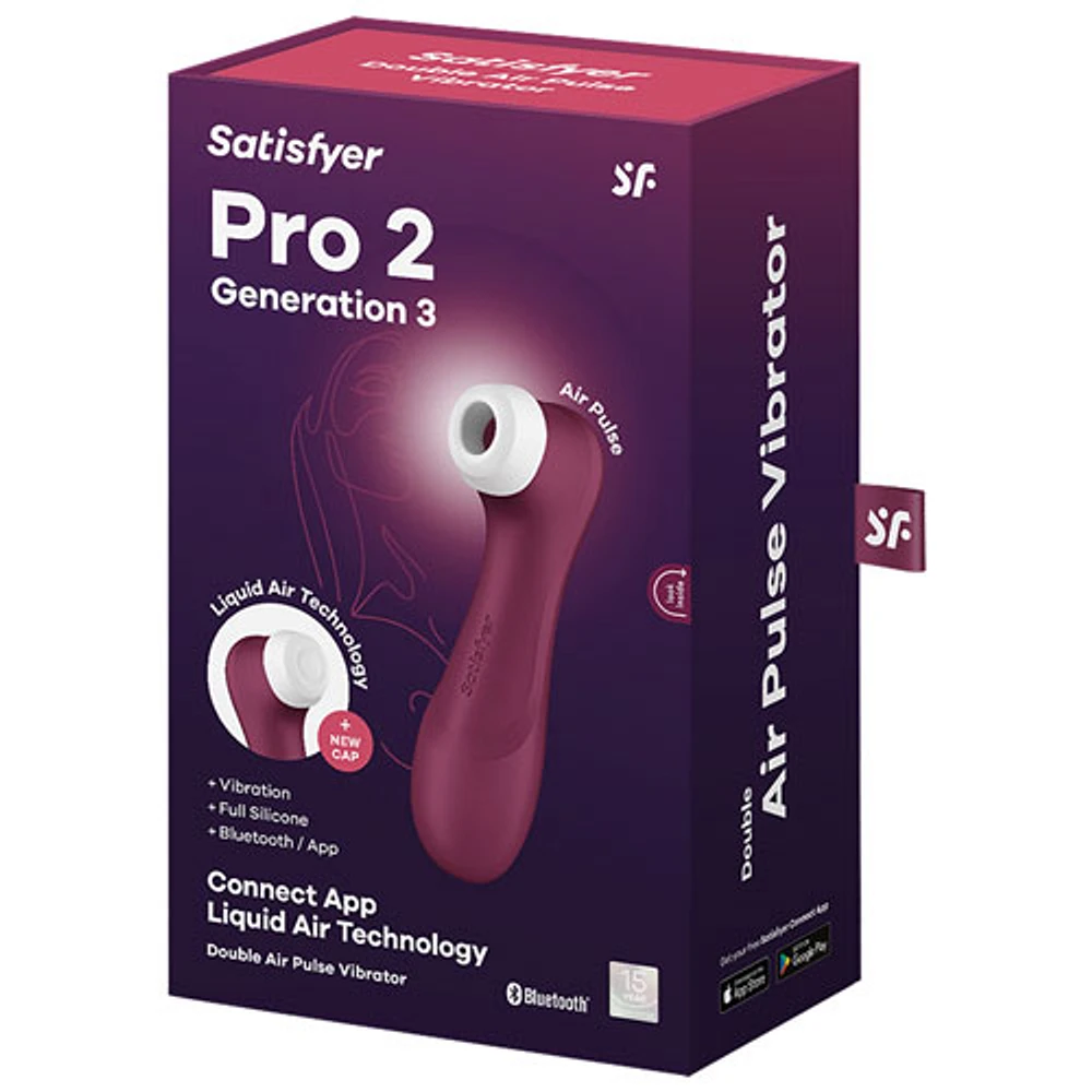 Satisfyer Pro 2 Generation 3 Pleasure Air Stimulator with Bluetooth - Wine Red