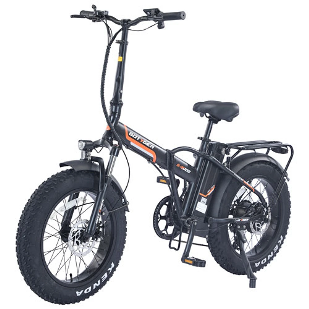 Vélo de promenade électrique repliable à gros pneus PowerPath de GoTyger (moteur 500 W/autonomie jusqu'à 45 km) - Noir