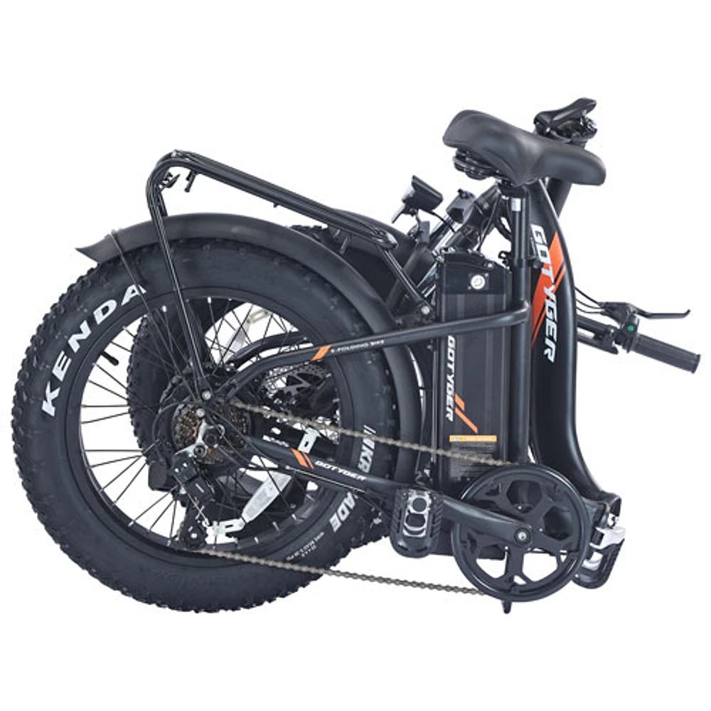 Vélo de transport électrique repliable à cadre bas PowerPath de GoTyger (moteur 500 W/autonomie jusqu'à 45 km) - Noir