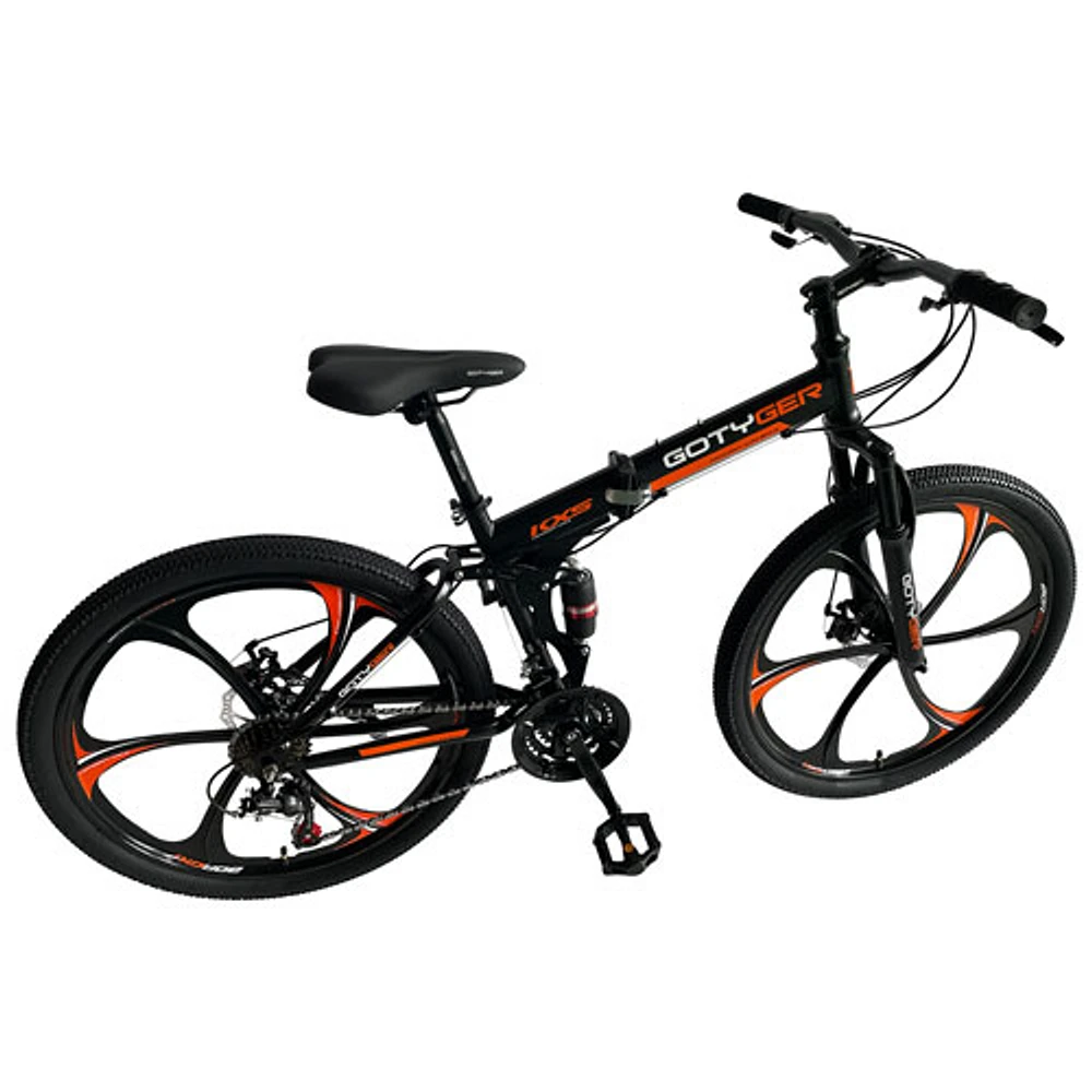 Gotyger 24" 21 Speed Foldable Mountain Bike - Black