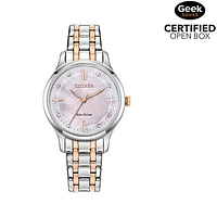 Open Box - Citizen Eco-Drive 31mm Women's Dress Watch with Crystal Accents - Two-Tone/Mother-of-Pearl