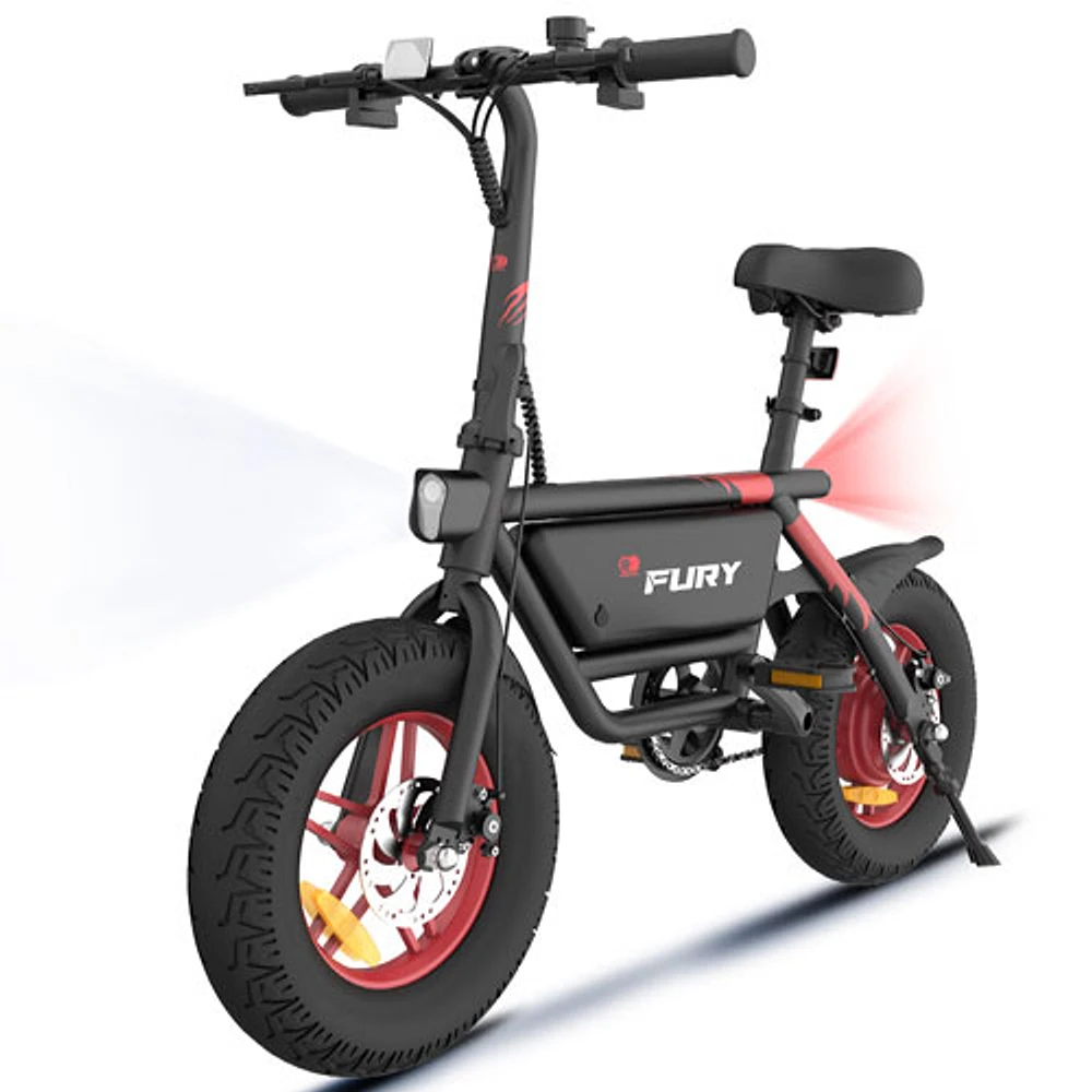 Gyrocopters Fury Fat Tire Foldable Electric Bike (400W Peak Motor/58km Battery Range/25km/h Top Speed) - Black