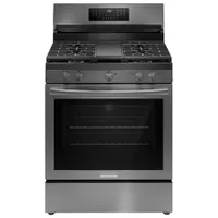 Cuisinière à gaz autonome à convection véritable et friture à air chaud 5,1 pi³ 30 po Gallery de Frigidaire (GCRG3060BD) - Acier inoxydable noir