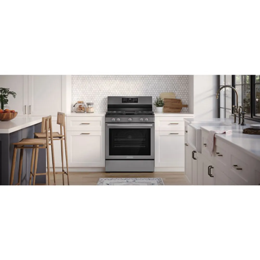 Frigidaire Gallery 30" 5.1 Cu. Ft. True Convection Freestanding Gas Air Fry Range (GCRG3060BD) - Black SS