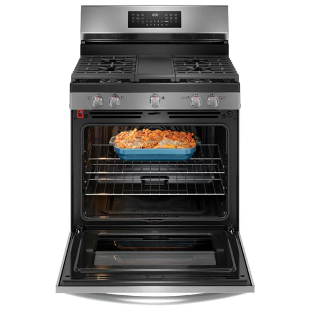 Cuisinière à gaz autonome à convection véritable et friture à air chaud 5,1 pi³ 30 po Gallery de Frigidaire (GCRG3060BF) - Acier inoxydable