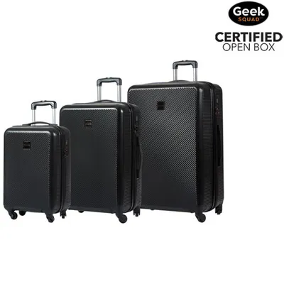 Open Box - Champs Iconic Collection 3-Piece Hard Side Expandable Luggage Set - Black