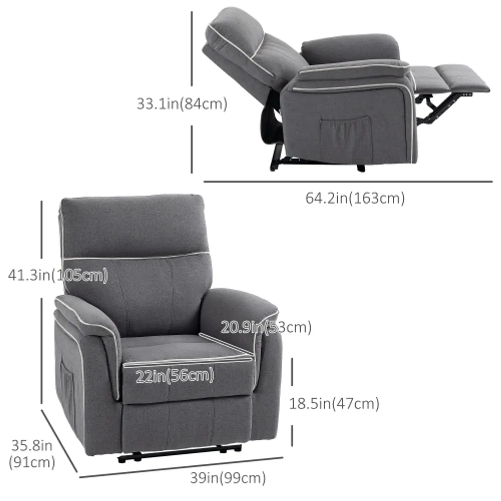 HOMCOM Massage Recliner Chair for Living Room, Push Back Recliner