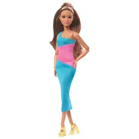 Mattel Barbie Looks Brunette Ponytail & Turquoise/Pink Dress Doll