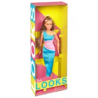 Mattel Barbie Looks Brunette Ponytail & Turquoise/Pink Dress Doll