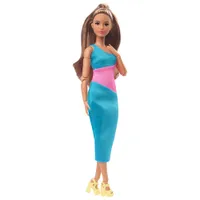 Mattel Barbie Looks Brunette Ponytail & Turquoise/Pink Dress Doll