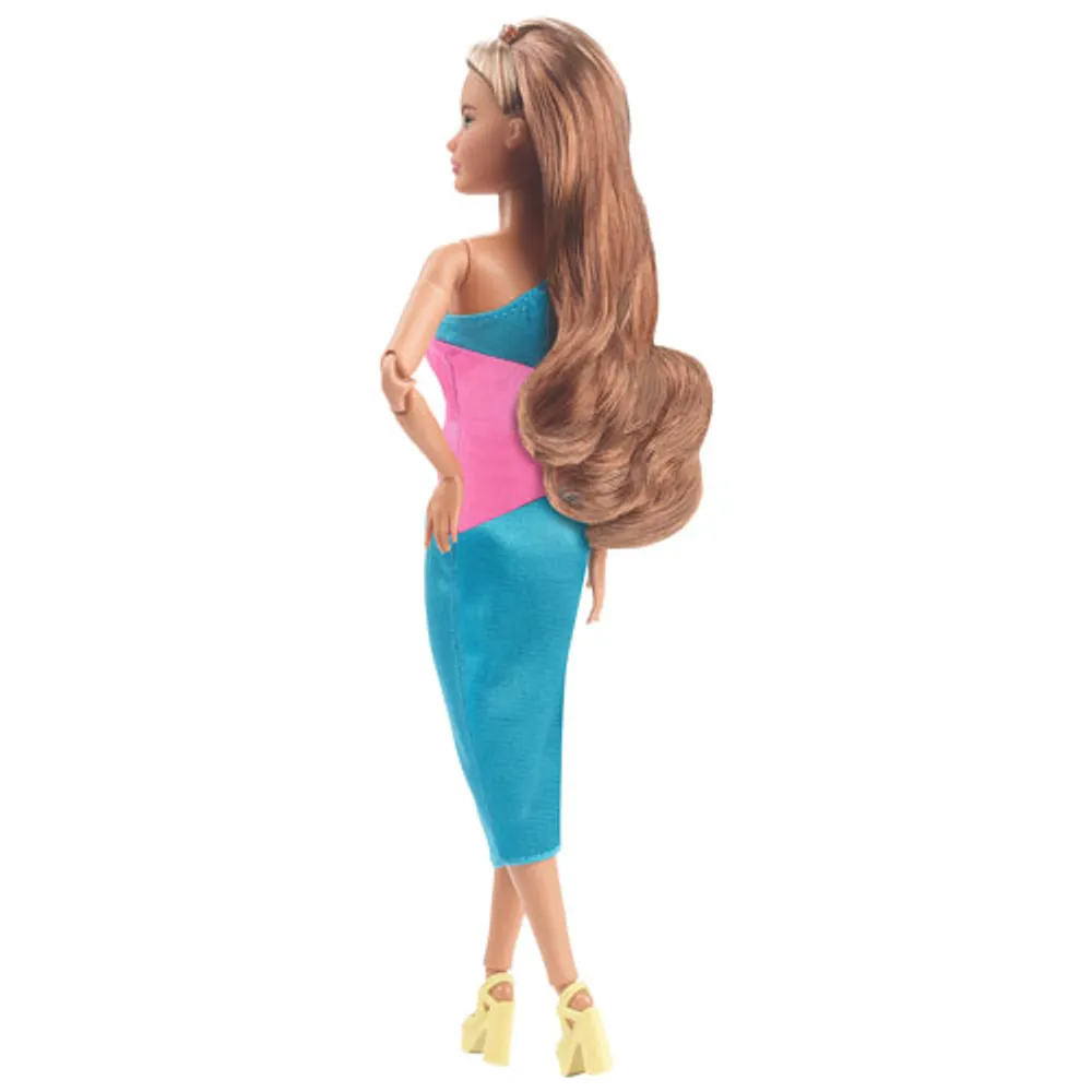 Mattel Barbie Looks Brunette Ponytail & Turquoise/Pink Dress Doll