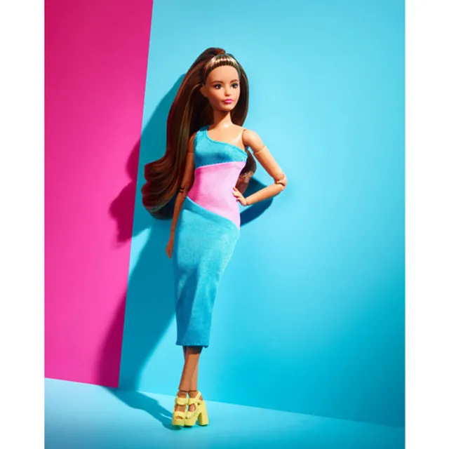 BARBIE Mattel Barbie Looks Brunette Ponytail & Turquoise/Pink