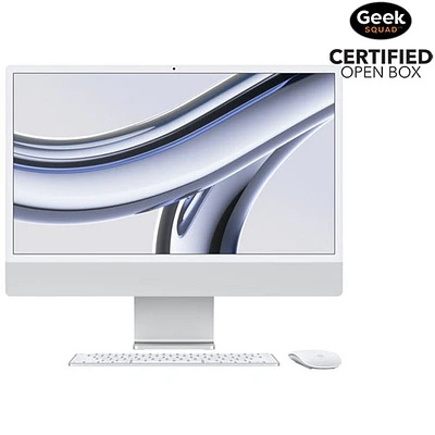 Boîte ouverte - iMac 24 po d'Apple (automne 2023) - Argenté (M3 d'Apple/processeur à 8 coeurs/SSD 256 Go/RAM 8 Go) - Anglais