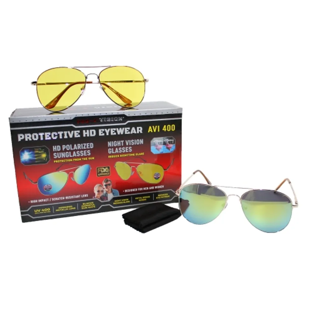 Pro-4 Tactical AVI 400 Series HD Protective Eyewear, Includes Pair of HD  Polarized Sunglasses & Pair of Reduce Nighttime Glare Glasses