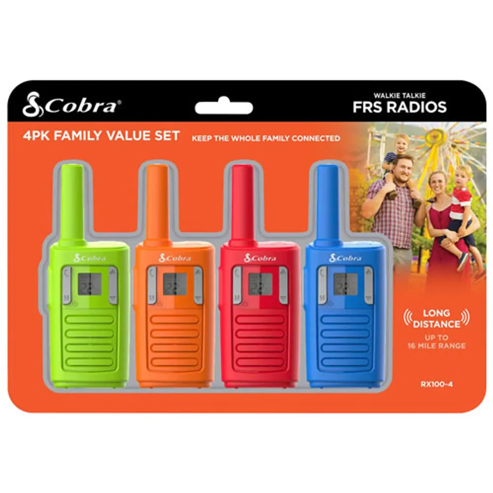 Cobra Family Walkie Talkies (RX100-4) - 4-Pack