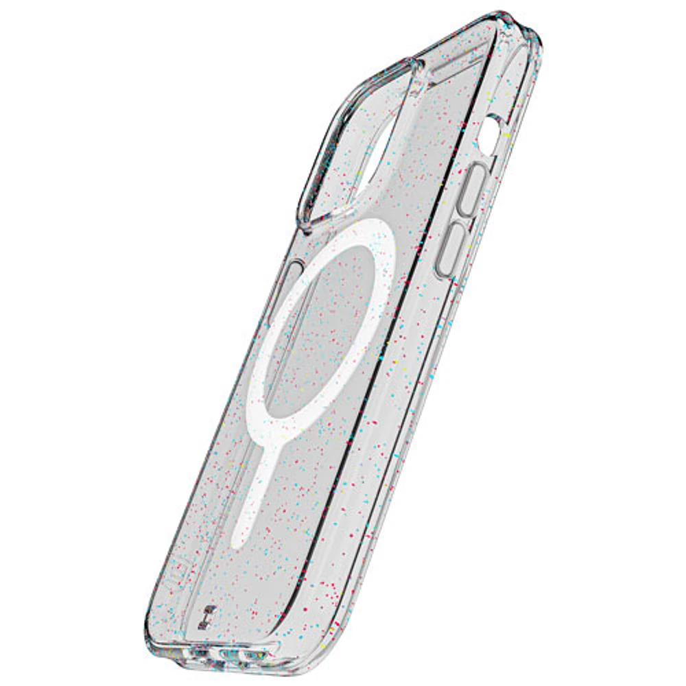 BodyGuardz Carve Fitted Hard Shell Case with MagSafe for iPhone 15 Pro - Silver Sparkle