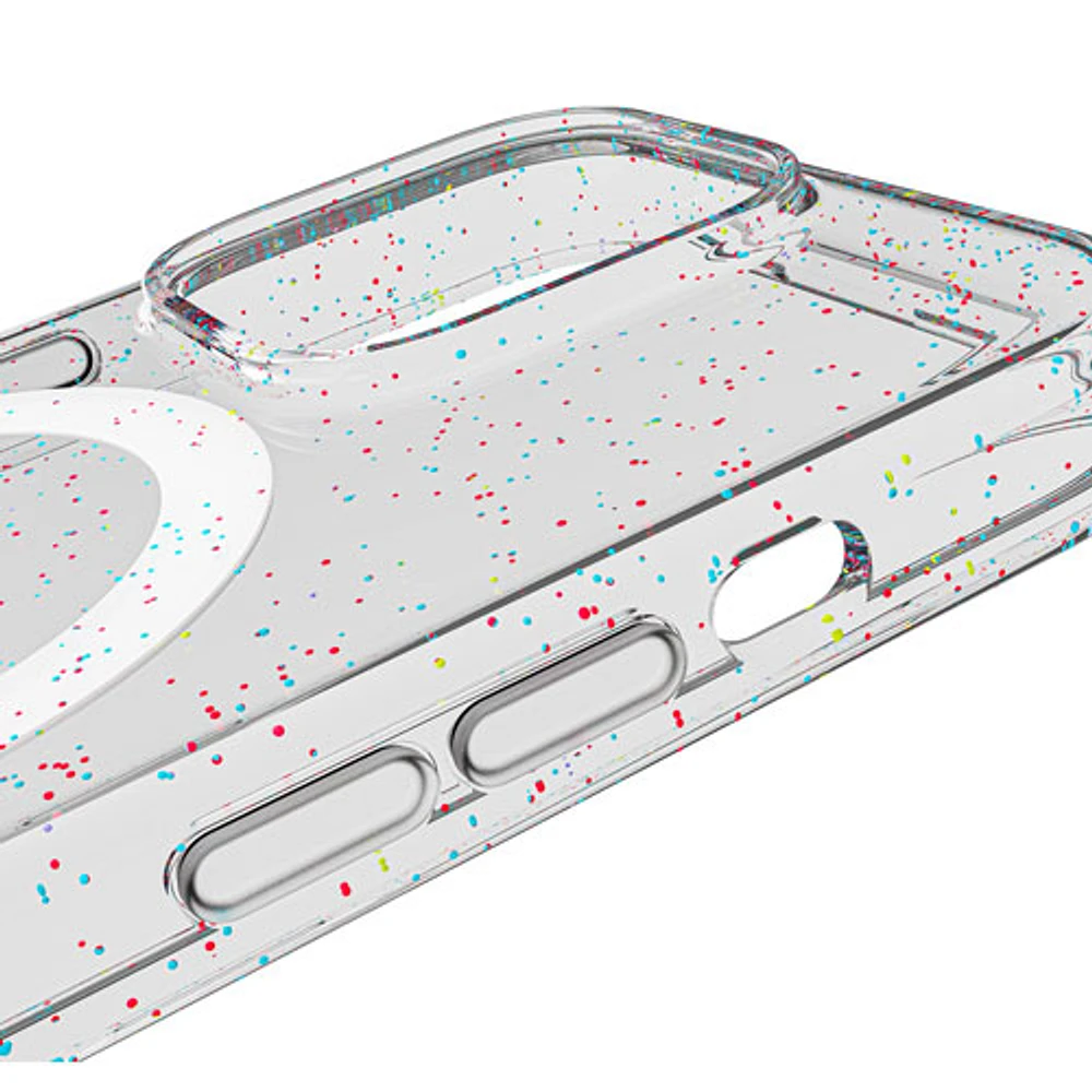 BodyGuardz Carve Fitted Hard Shell Case with MagSafe for iPhone 15 Pro - Silver Sparkle