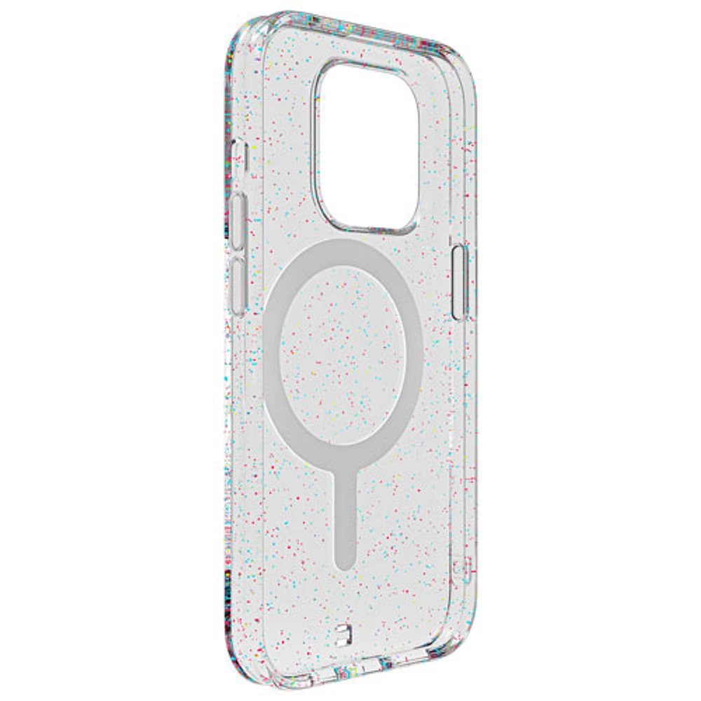 BodyGuardz Carve Fitted Hard Shell Case with MagSafe for iPhone 15 Pro - Silver Sparkle
