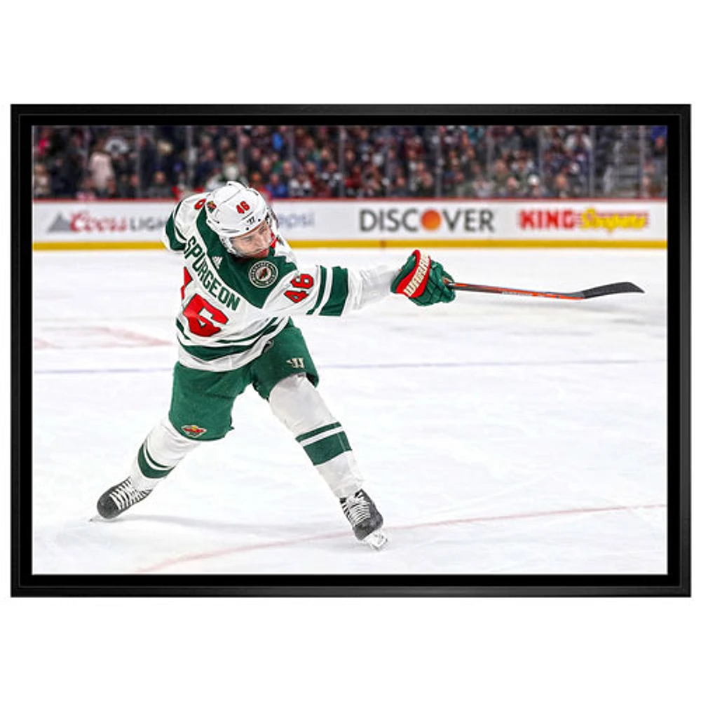 Frameworth Minnesota Wild: Jared Spurgeon Shooting Framed Canvas (31x22")