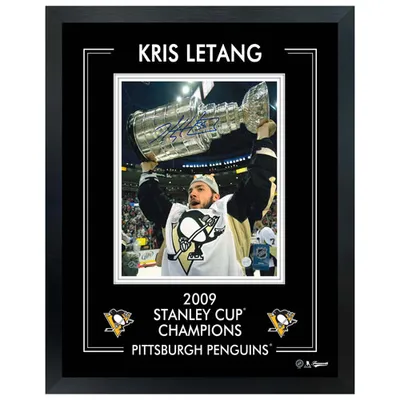 Frameworth Pittsburgh Penguins: Kris Letang 2009 Stanley Cup-V Framed Signed Photo (16x20")