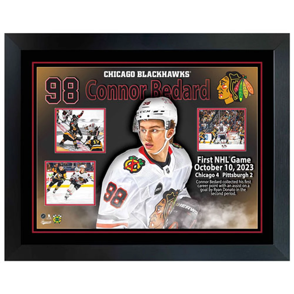 Frameworth Chicago BlackHawks: Connor Bedard First Game Framed Collage (28x37")