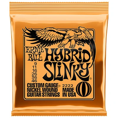 Cordes de guitare électrique en nickel bobiné 0,009 à 0,046 Hybrid Slinky d'Ernie Ball (P02222)