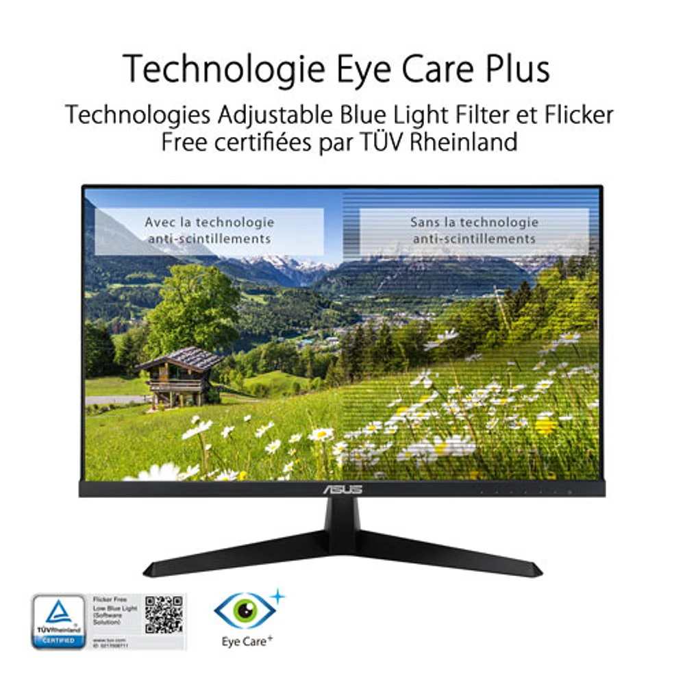 Moniteur DEL IPS HD intégrale 100 Hz de 23,8 po d'ASUS avec temps de réponse de 1 ms gris à gris (VY249HF)