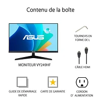 Moniteur DEL IPS HD intégrale 100 Hz de 23,8 po d'ASUS avec temps de réponse de 1 ms gris à gris (VY249HF)