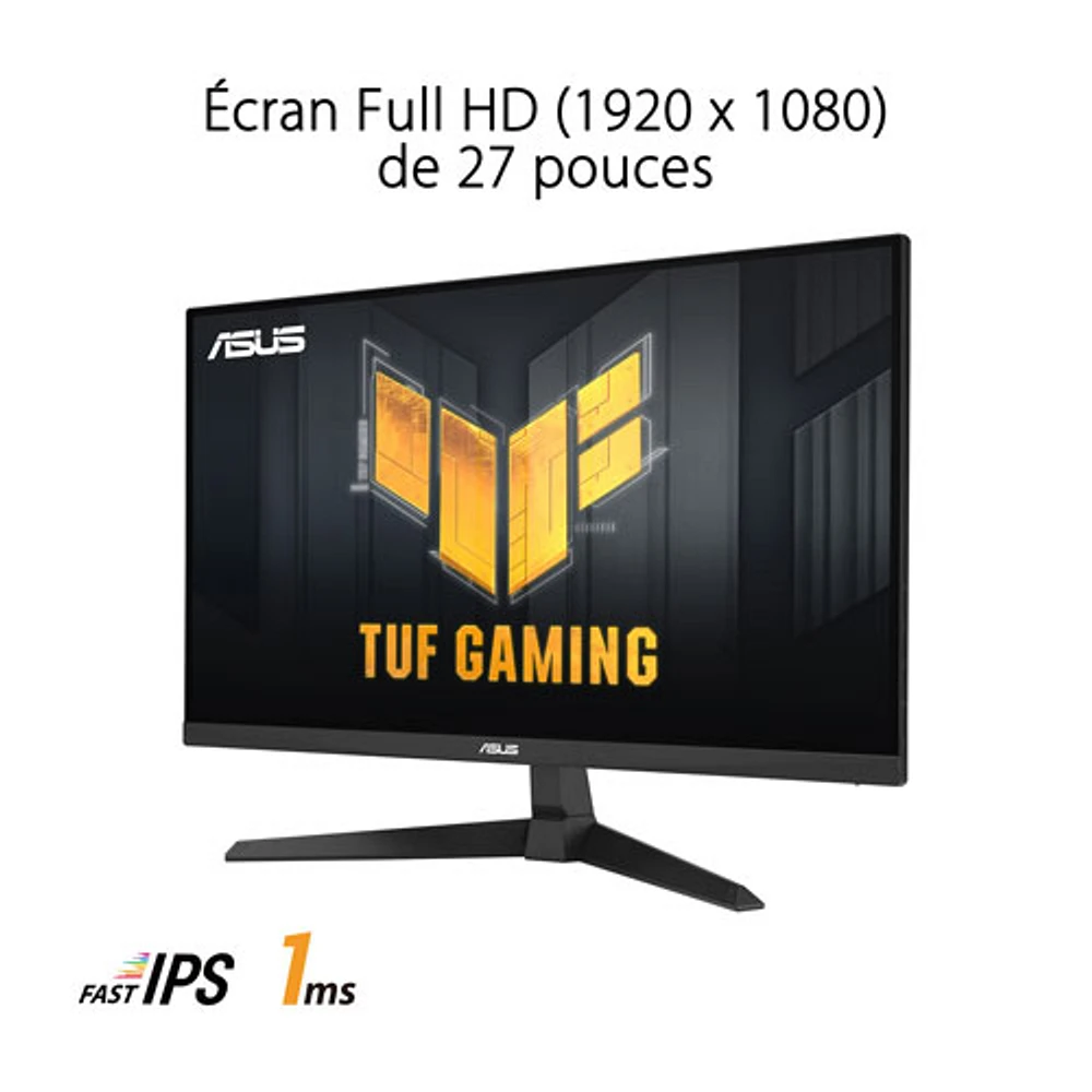 Moniteur de jeu G-Sync FreeSync DEL IPS HD intégrale 180 Hz de 27 po TUF d'ASUS avec temps de réponse de 1 ms gris à gris (VG279Q3A)