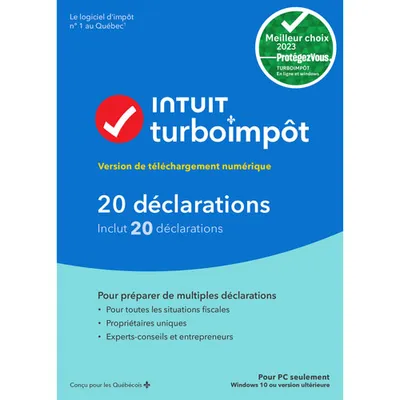 TurboImpôt 2023 (PC) - 3 User - 20 Returns - French - Digital Download
