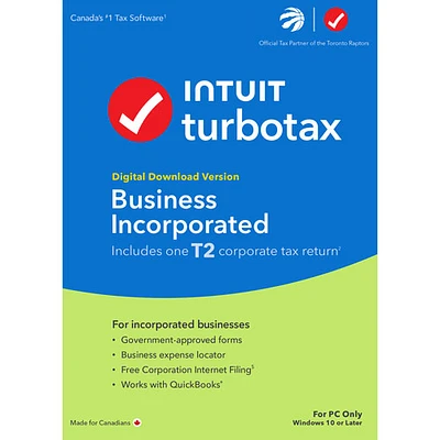 TurboTax Business Incorporated 2023 (PC) - 1 User - T2 Corporate Return - English - Digital Download