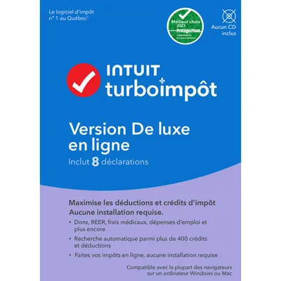 TurboImpôt Deluxe Online Edition 2023 (PC) - 1 User - 8 Returns - French - Digital Download