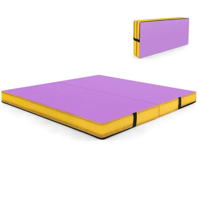 Soozier 4'x10'x2'' Folding Gymnastics Tumbling Mat, Exercise Mat with  Carrying Handles for Yoga, MMA, Martial Arts, Stretching, Core Workouts,  Pink and Purple 