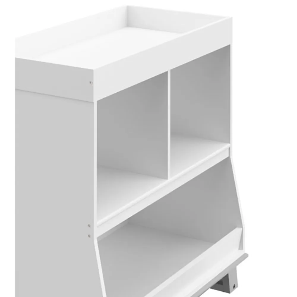 Storkcraft Modern Changing Table with Storage and Removable Topper - White/Pebble Grey